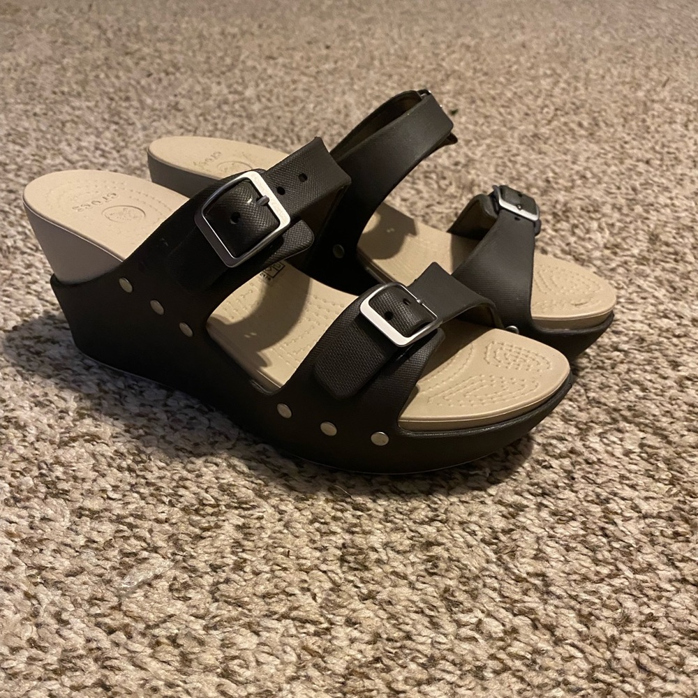Crocs platform wedge slide sandals